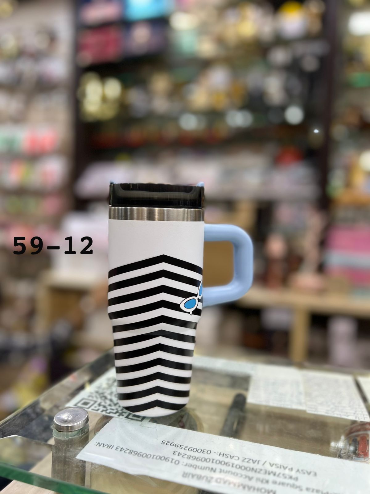 Premium Black & White Stripe 14oz Mini Tumbler – 420ml