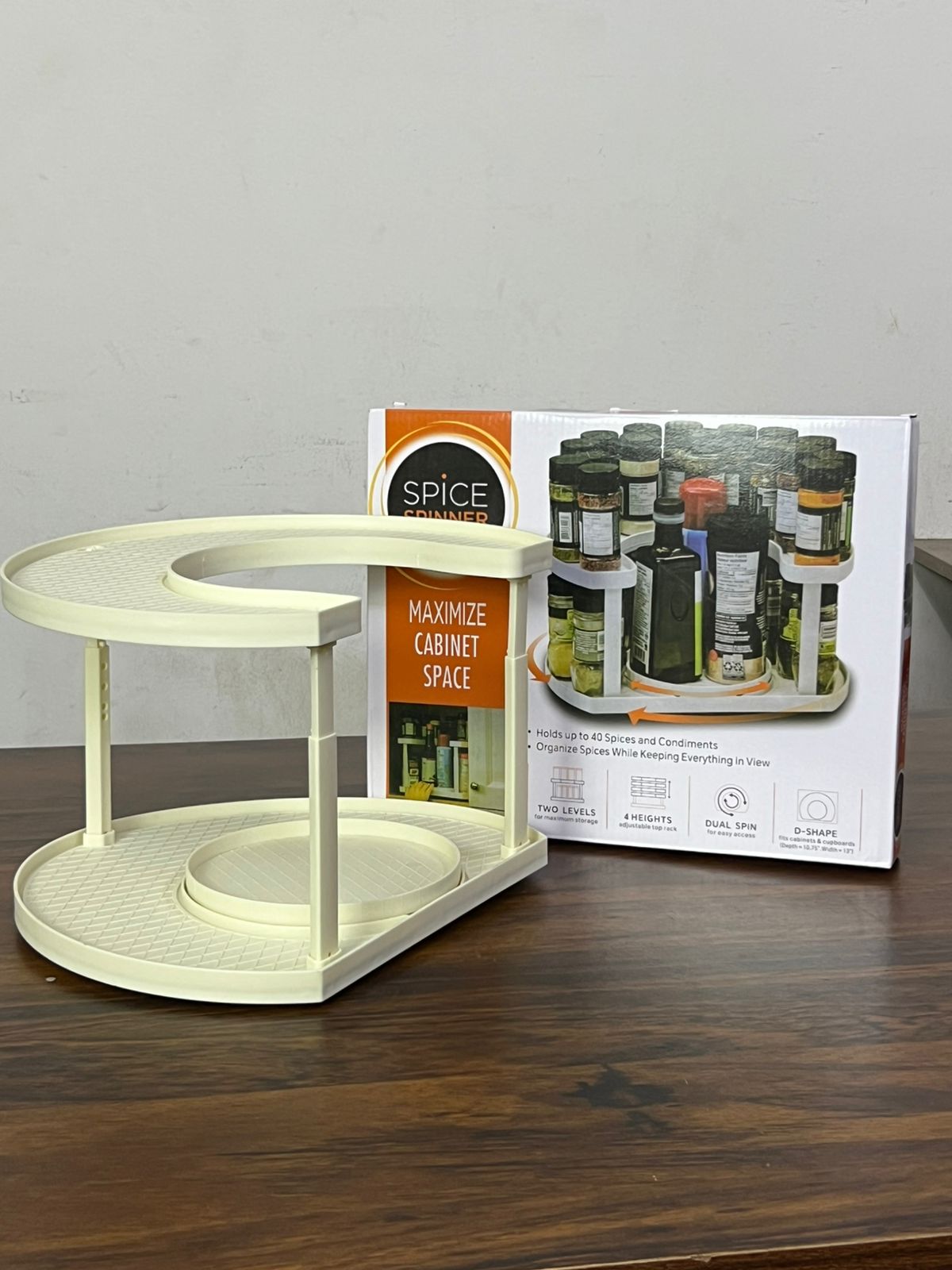 2-Tier Spice Spinner Rack – Rotating Kitchen Organizer