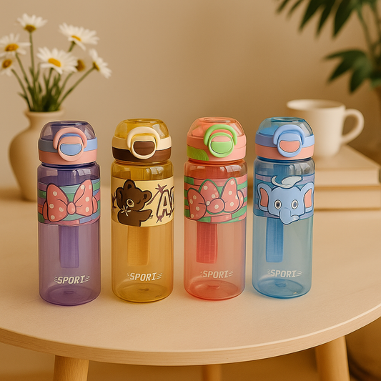 500ml Cartoon Sports Water Bottle – Cute & Durable (Random Design)