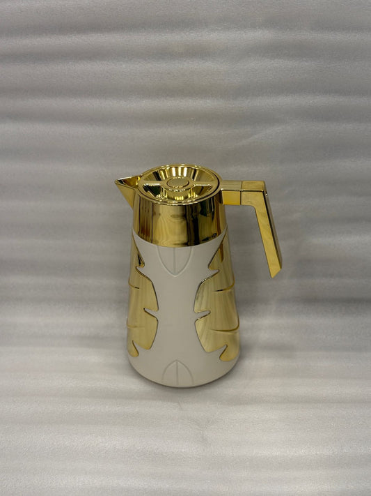 Luxury Gold & White Vacuum Flask – 1 Liter Insulated Thermos