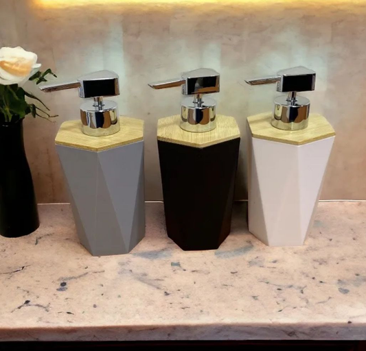Luxury Liquid Soap Dispenser with Wooden Lid – Refillable Bottle