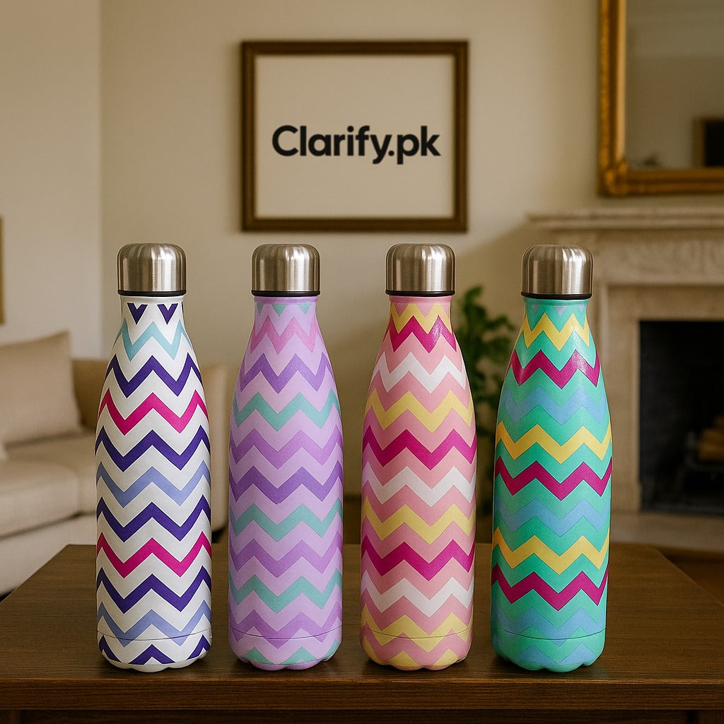 Premium Colorful Zigzag Pattern Water Bottle (each)