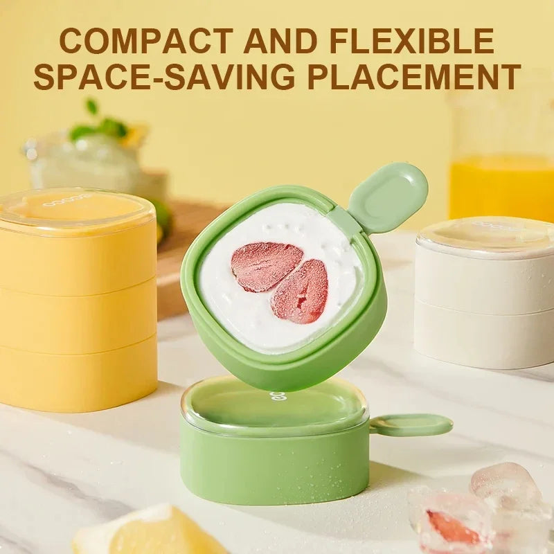 Cat paw ice cream mold pack of 2 in green color showing strawberry design with flexible compact space-saving placement