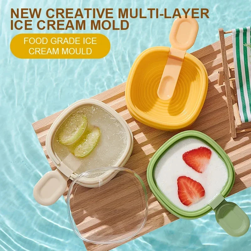 Cat paw ice cream mold pack of 2 with multi-layer design for creative homemade ice cream