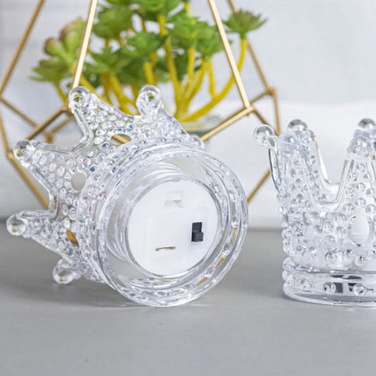 Clear acrylic crown night light decor with detailed textured design for home decoration