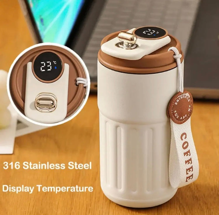 450ml travel coffee mug with temperature display and 316 stainless steel by Clarify.pk