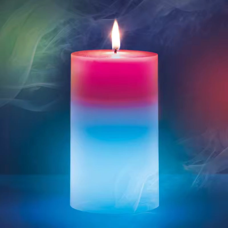 Clarify.pk color changing LED candles with vibrant pink and blue hues and realistic flame effect
