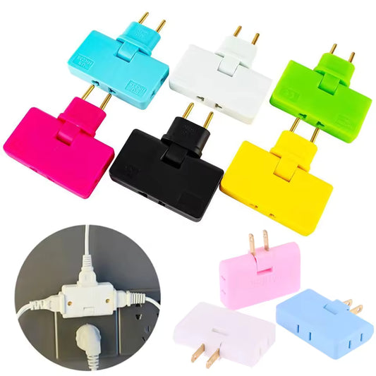 Colorful 3 way flat plug adapter set with multiple outlets for easy power connection
