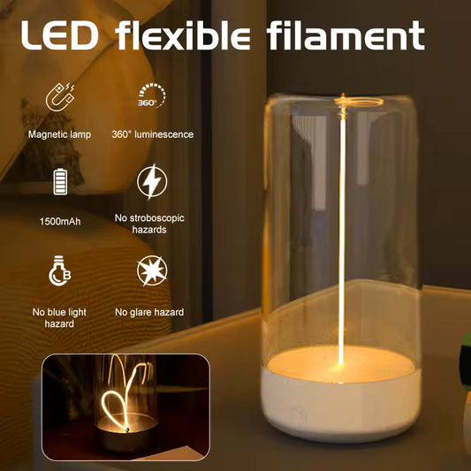 Clarify.pk cordless rechargeable table lamp with LED flexible filament and magnetic base
