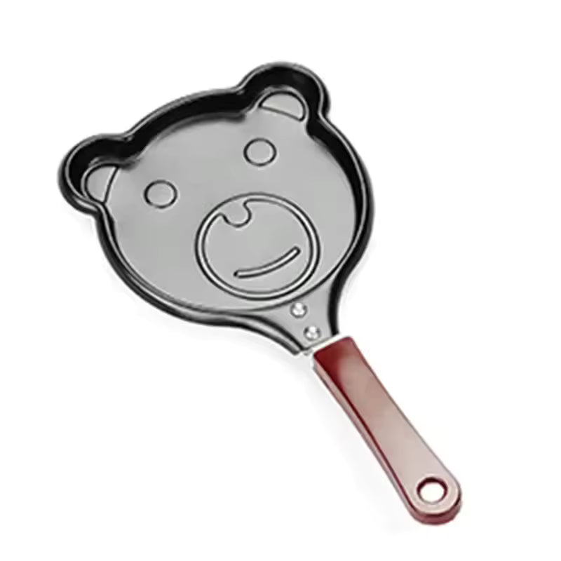 Clarify.pk creative cartoon mini omelette pan shaped like a bear with nonstick surface and red handle