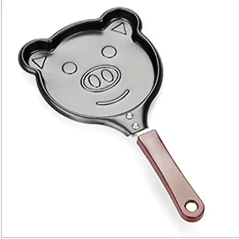 Creative cartoon mini omelette pan in pig face shape with wooden handle by Clarify.pk