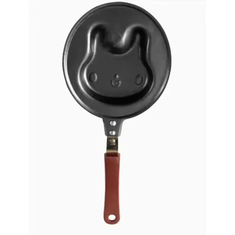Creative cartoon mini omelette pan with bunny face design and wooden handle by Clarify.pk