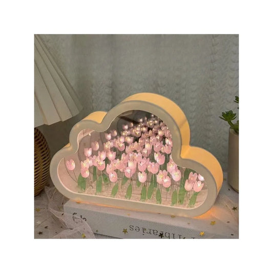 Clarify.pk creative home decor block lamp shaped like a cloud with pink flower lights inside