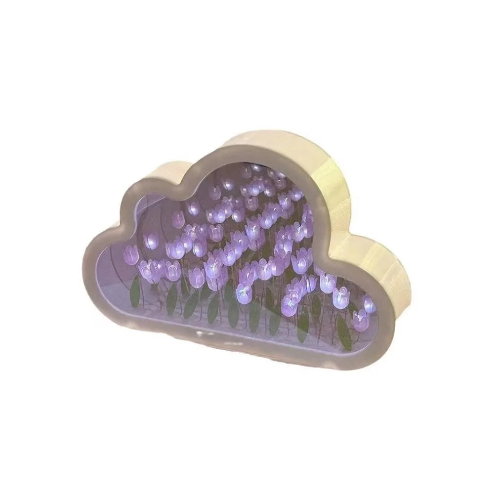 Clarify.pk creative home decor block lamp shaped like a cloud with purple flower lights