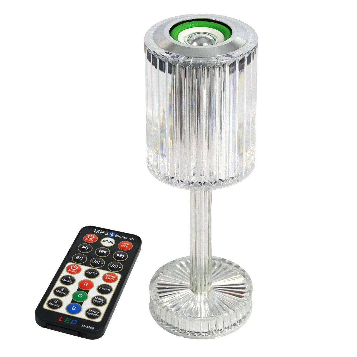 Crystal lamp with bluetooth speaker and remote control for wireless audio and decorative lighting