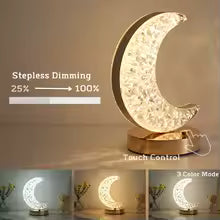 Crystal moon night light lamp by Clarify.pk with stepless dimming and touch control in warm white