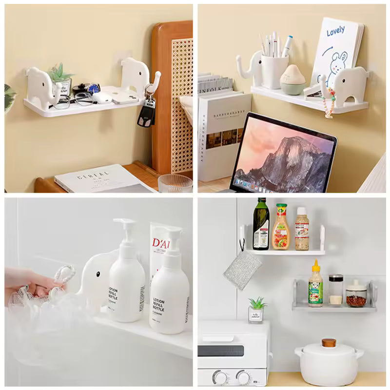 Cute animal design wall organizer white storage holders and racks for home office and kitchen