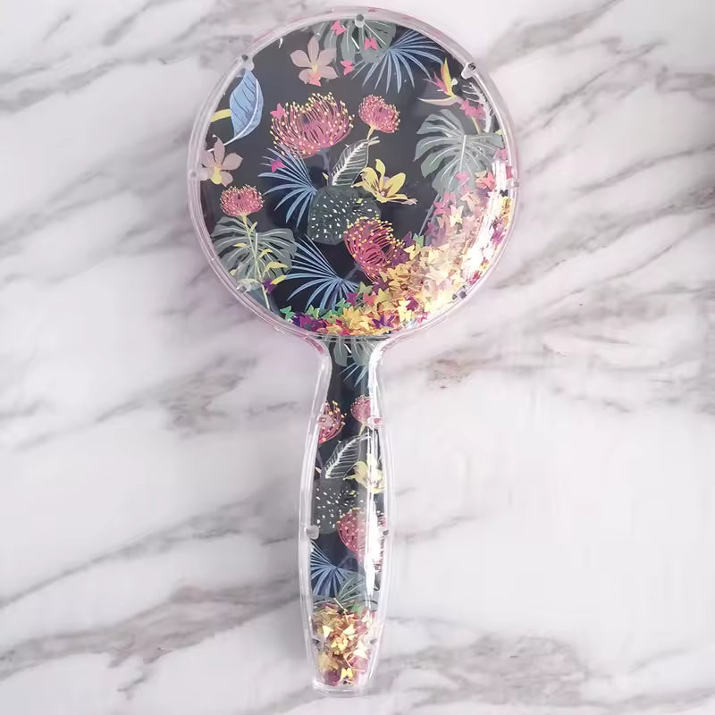 Clarify.pk cute children hair brush with floral design and clear handle filled with colorful confetti
