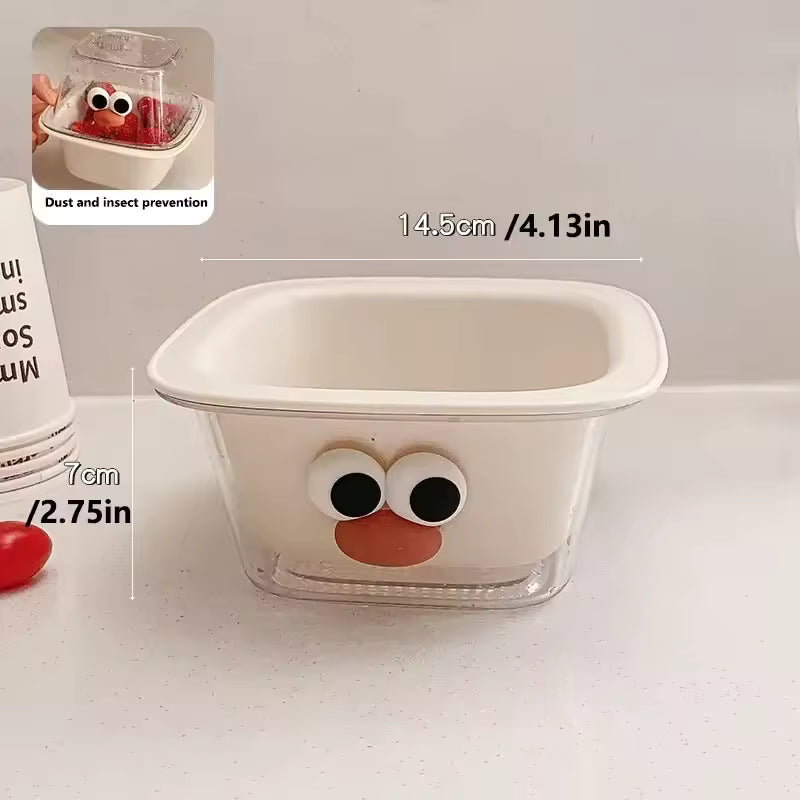 Cute fruit drain basket with googly eyes and dust cover for fruit protection by Clarify.pk