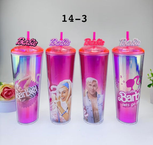 Barbie Cartoon Straw Tumbler – 750ml (Random Print)