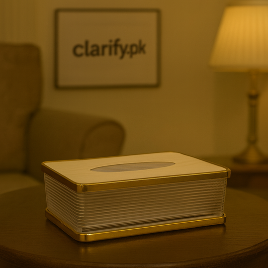Acrylic Tissue Box with Wooden Base – Modern Dispenser
