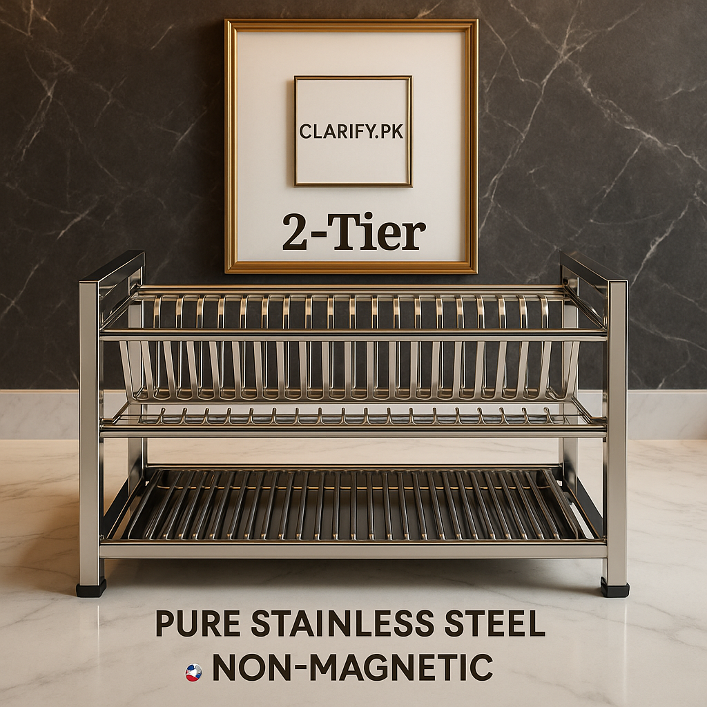 Pure Stainless Steel Dish & Plate Rack – Square Style