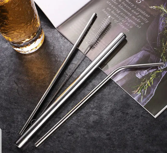 Metal Drinking Straw Set – Reusable Straws with Bag