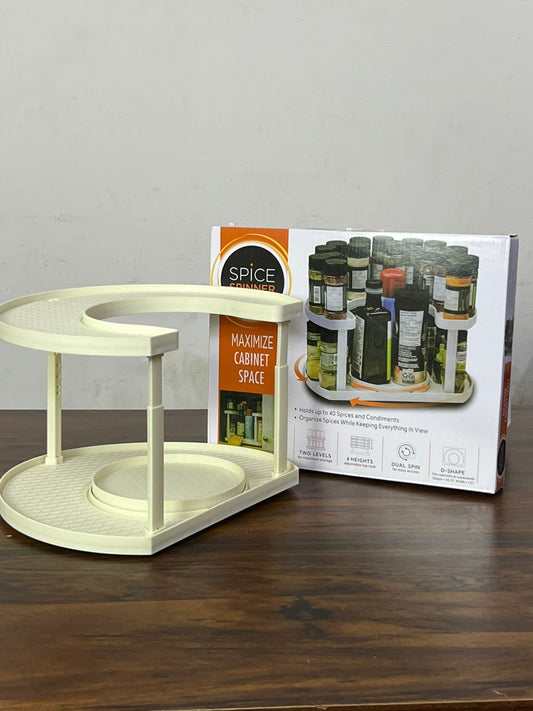 2-Tier Spice Spinner Rack – Rotating Kitchen Organizer