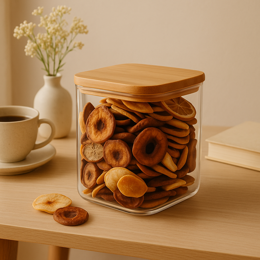 Premium Medium Glass Storage Jar – Airtight Bamboo Lid Food Organizer