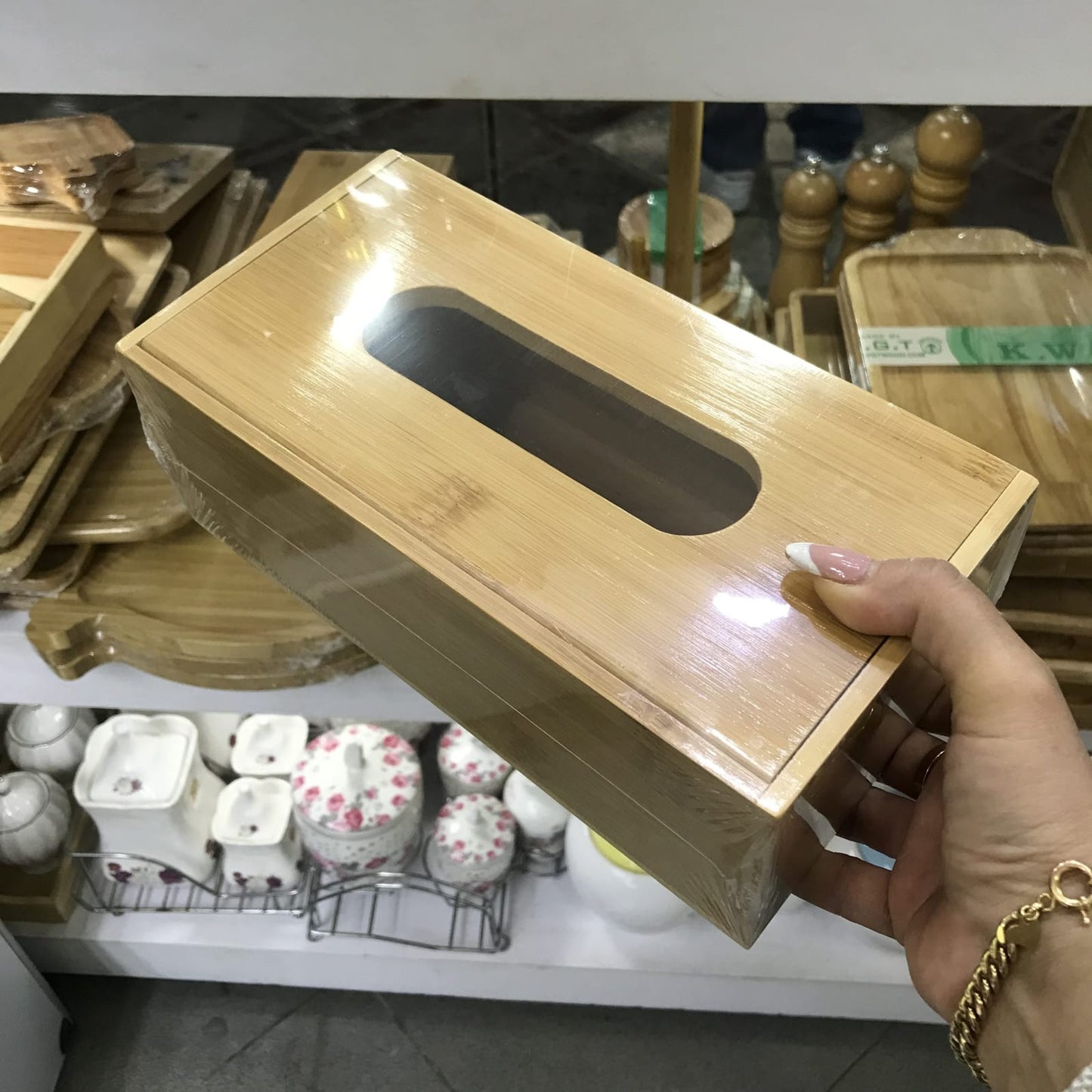 Natural Bamboo Wooden Tissue Box – 600g Premium Holder