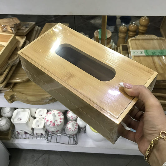Natural Bamboo Wooden Tissue Box – 600g Premium Holder