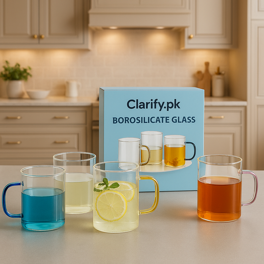 Set of 6 Heat Resistant Borosilicate Glass Cups – 330ml MultiColor