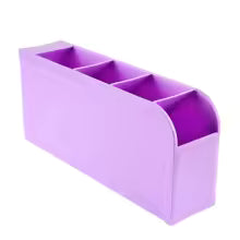 Purple desktop storage case with multiple compartments for organizing stationery items