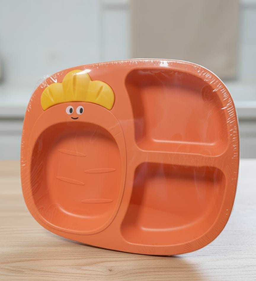 Cute Compartment Plate – Food Grade Plastic Kids Dinner Plate