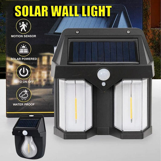 Clarify.pk double head solar wall lamp with motion sensor waterproof design and solar powered panel