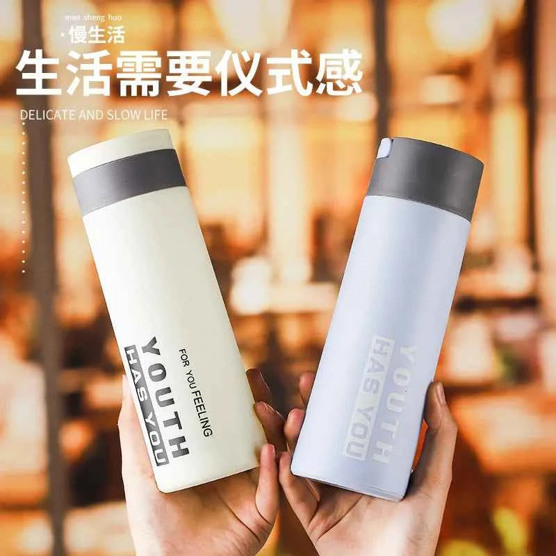 Stylish double layer plastic glass cup in two colors for hot or cold beverages