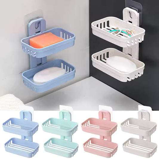 Clarify pk double layer soap dish holder in multiple colors for bathroom storage and organization