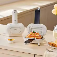 Clarify.pk white double sided sandwich press making toasted sandwich on kitchen counter