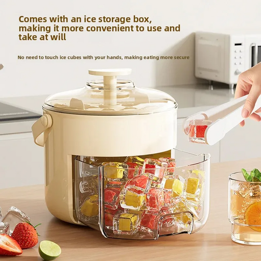 Portable Round Ice Bucket – Drawer Style Large Capacity Ice Tray