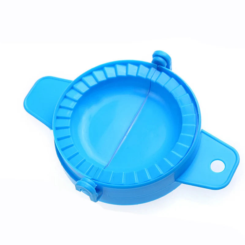Blue dumpling mold kitchen tool made of plastic for easy dumpling shaping and folding