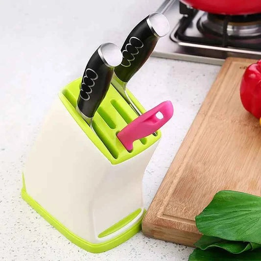 Durable kitchen knife holder with multiple slots and a sleek design for safe knife storage
