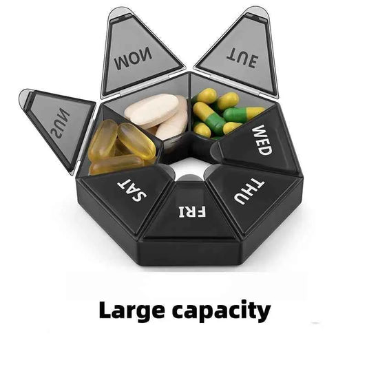 Dustproof travel pill case with large capacity and compartments for daily medication organization