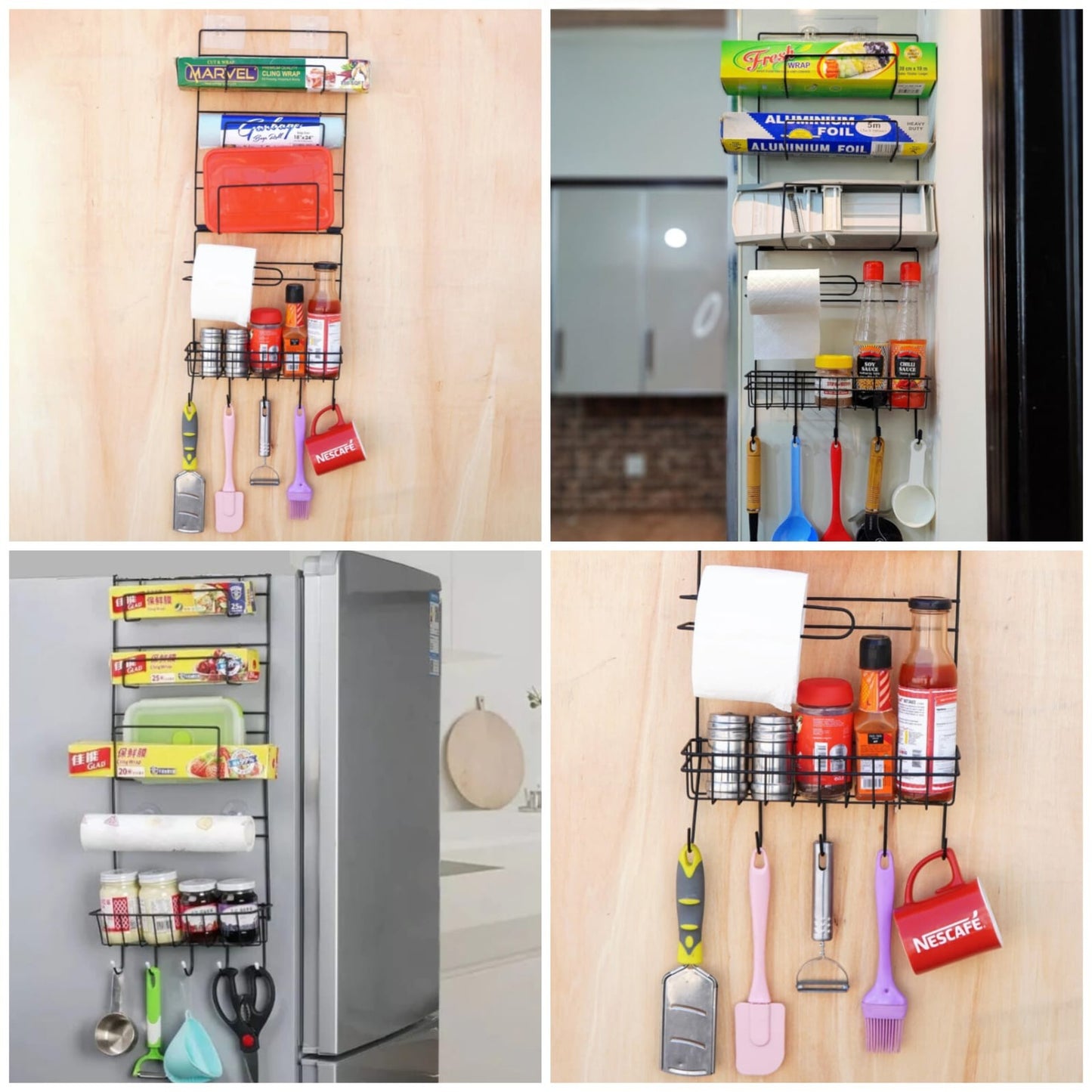 Wall-Mounted Kitchen Organizer Rack – Multi-Layer Storage