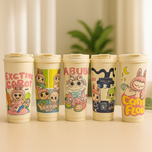 Labubu Ceramic Coffee Cup – Cute Cartoon Mug with Lid (Random Design)
