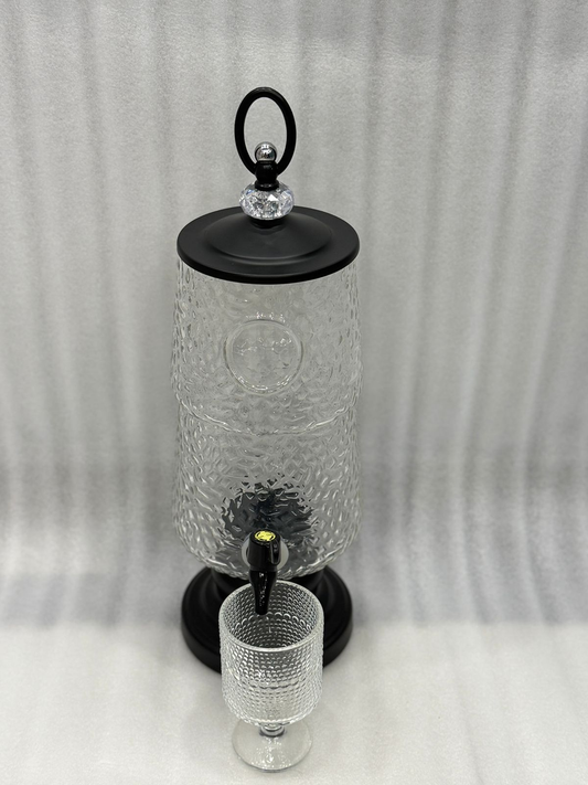 3L Patterned Glass Beverage Dispenser with 6 Cups