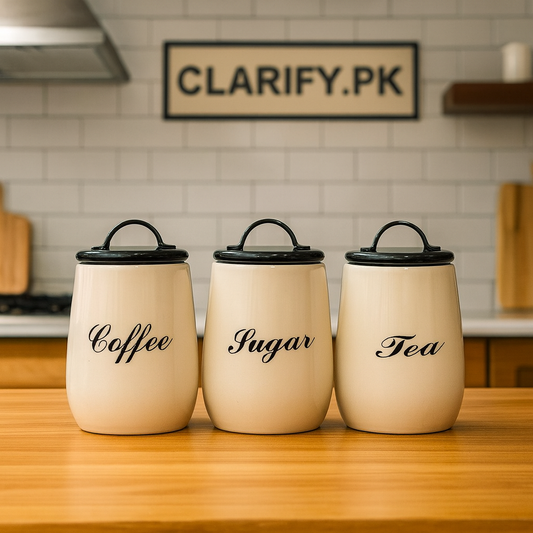 3Pcs Tea Coffee Sugar Jars – Premium Kitchen Storage Set