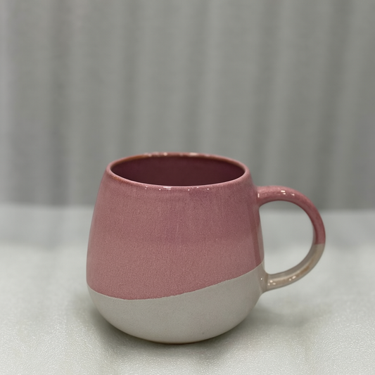 Two-Tone Ceramic Mug – Elegant Pink & White Cup