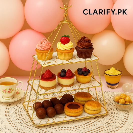 Triangular 3-Tier Ceramic Dessert Stand – Cake Holder