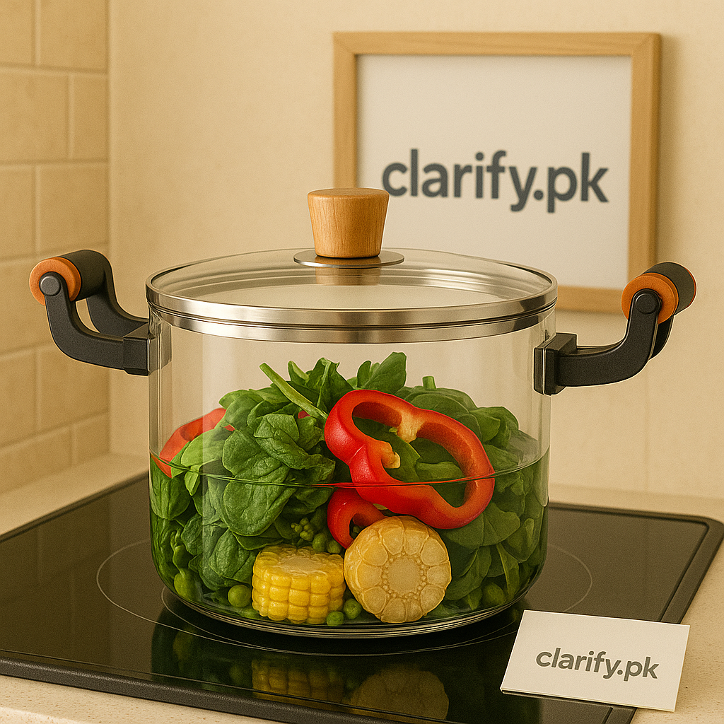 Modern Luxury Borosilicate Glass Cooking Pot – Gold Tint