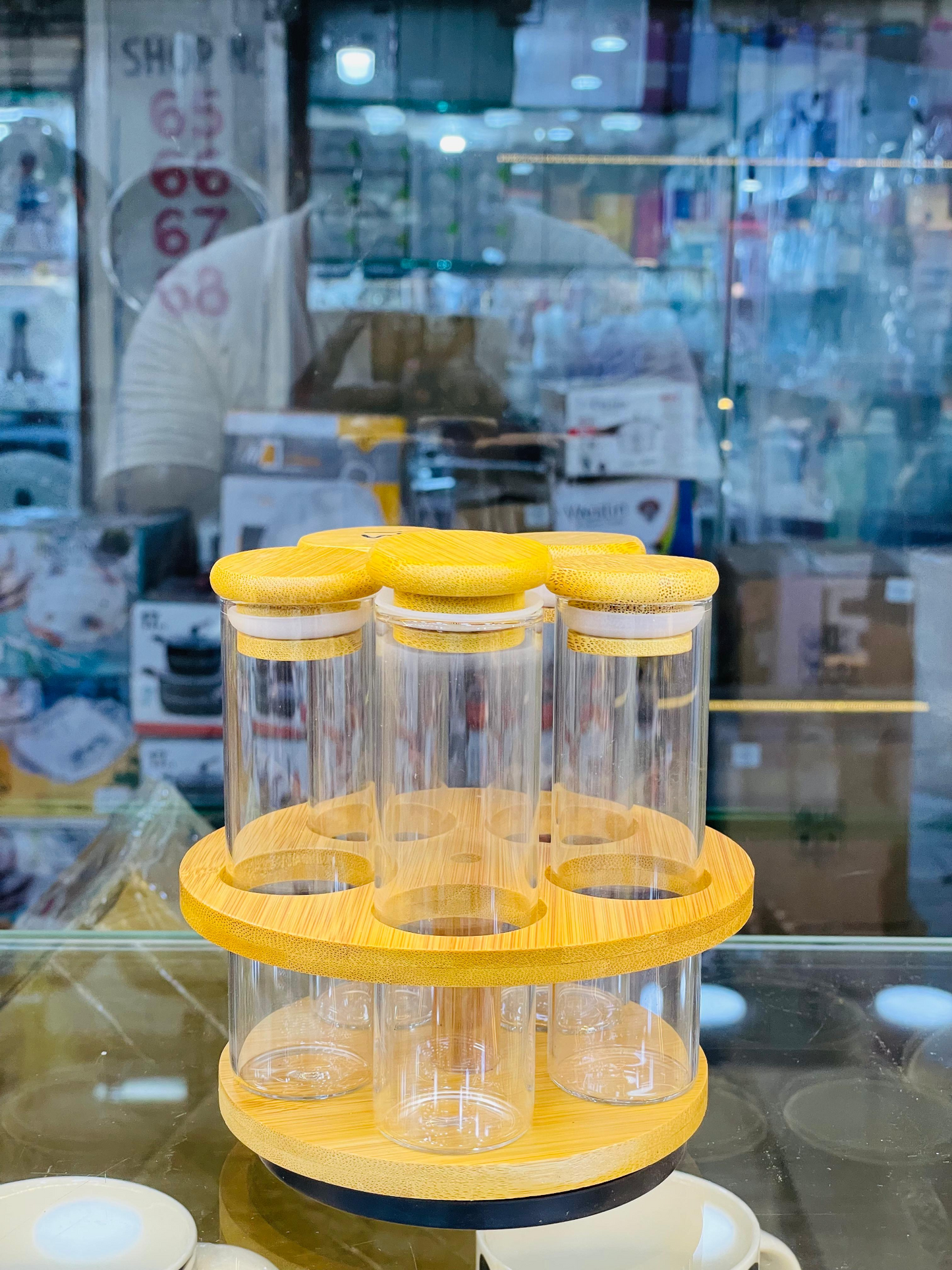 Luxury Bamboo Revolving Spice Set